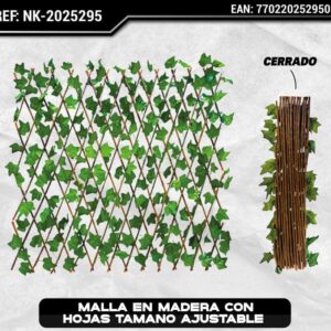 Malla Decorativa en Madera con Hojas Ajustable