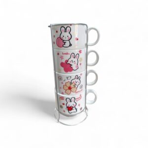 Pocillo en cerámica*4 con base metálica estampado