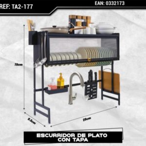 ESCURRIDOR DE PLATO CON TAPA 78*29*9.5CM KITCHEN RACK