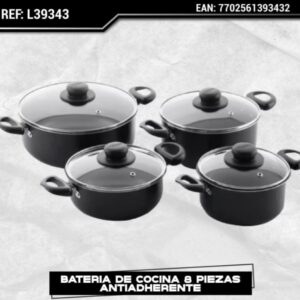 BATERIA DE COCINA 8 PIEZAS ANTIADHERENTE UNIVERSAL