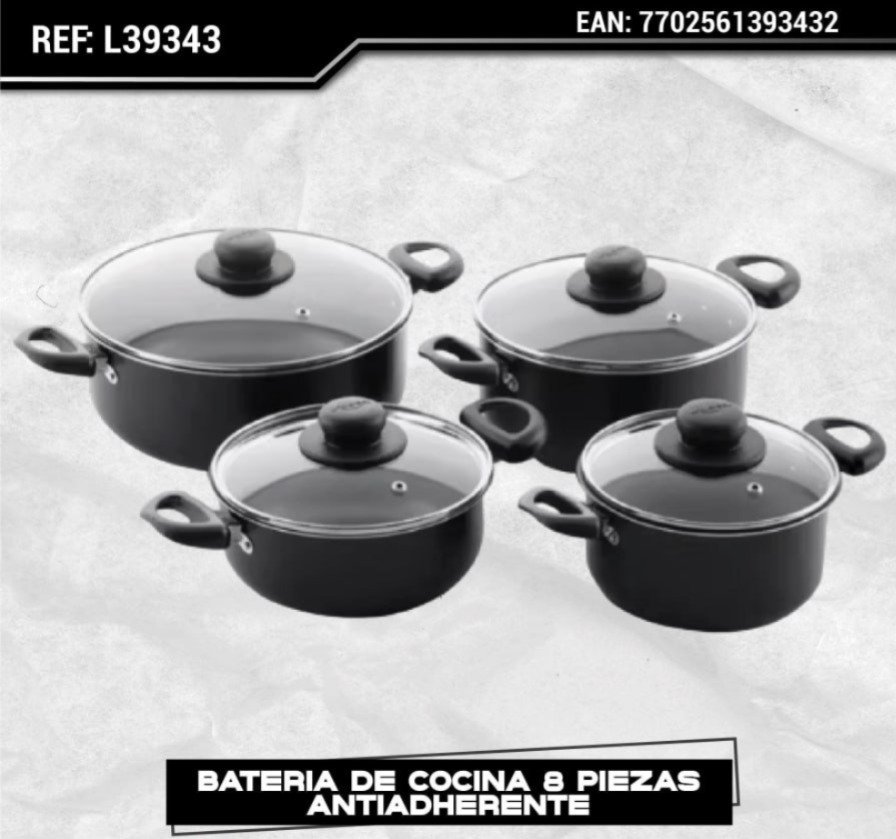 BATERIA DE COCINA 8 PIEZAS ANTIADHERENTE UNIVERSAL
