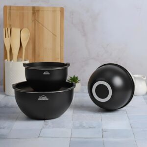 BOWLS EN ACERO INOXIDABLE *3 CON TAPA PLASTICA HOME ELEMENTS