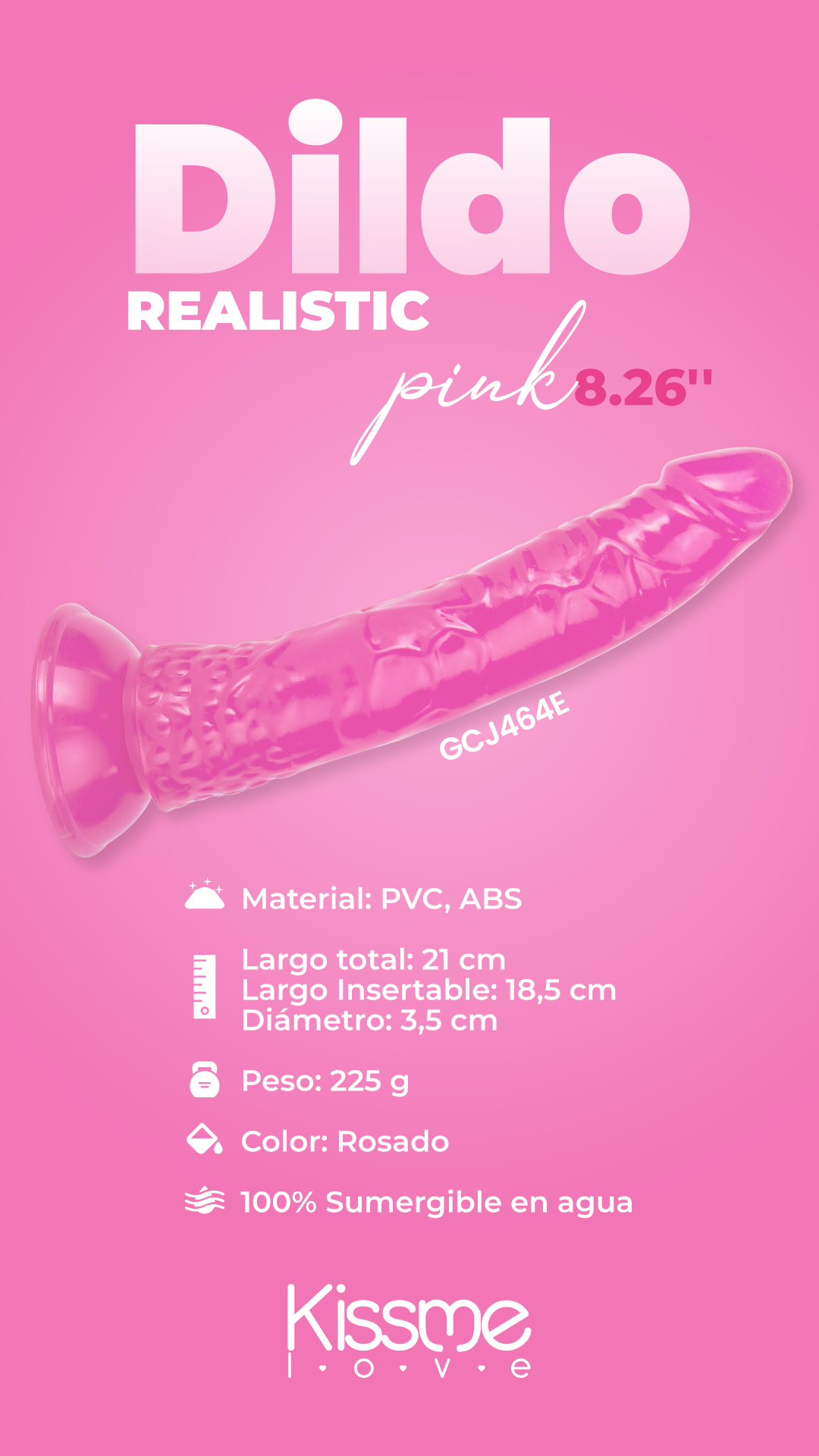 Realistic Dildo Pink 8.2'' - Image 3