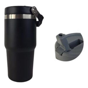 TERMO VASO METALICO NEGRO CON PITILLO