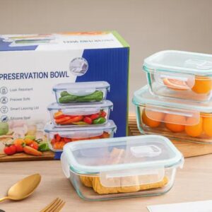 Bowl vasijas de vidrio *3 con tapa