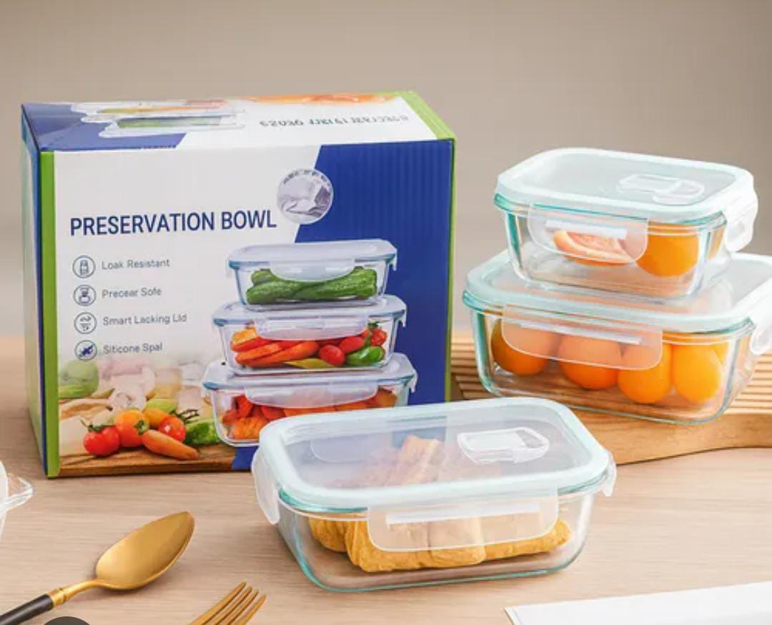 Bowl vasijas de vidrio *3 con tapa